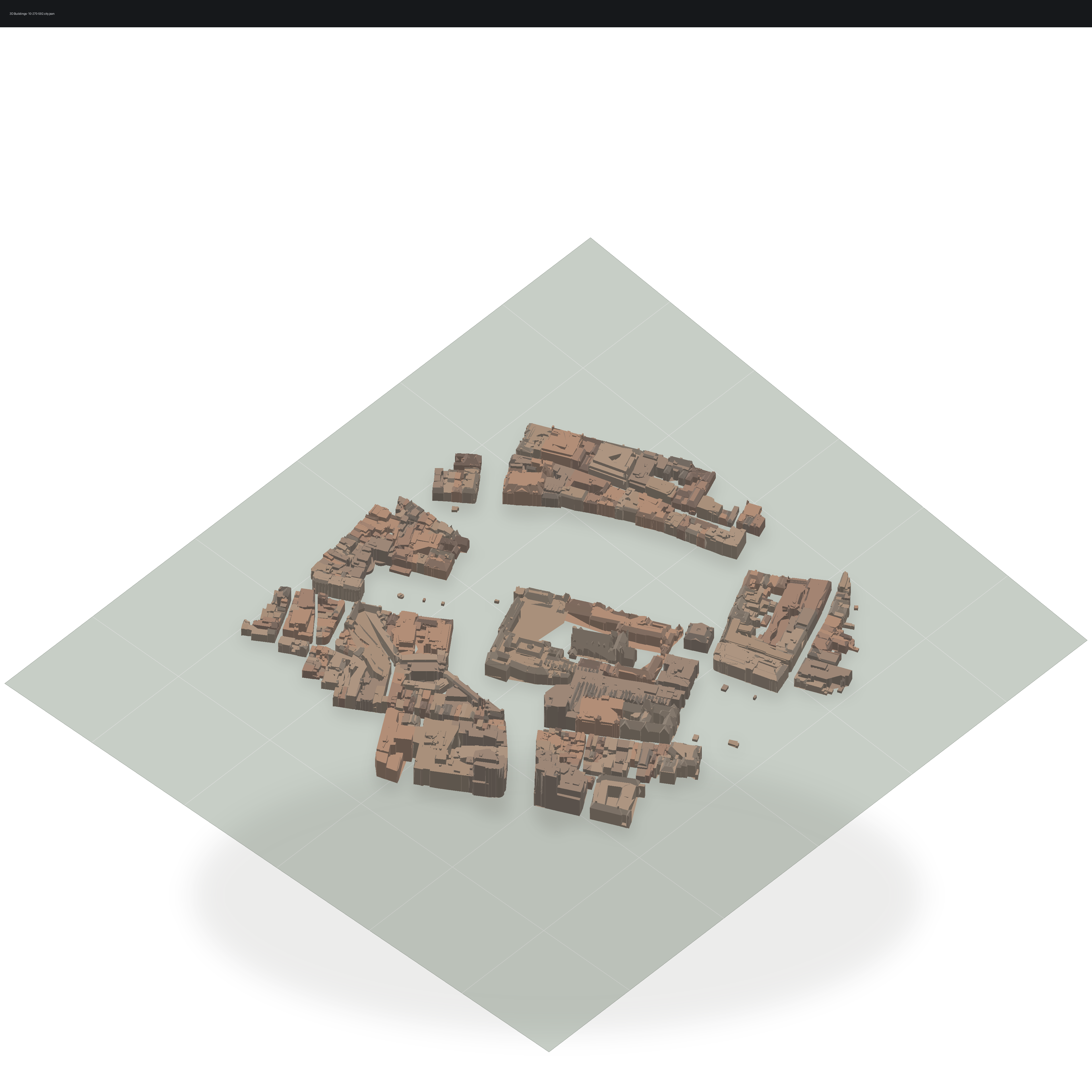 Expected output for the 3D buildings tutorial